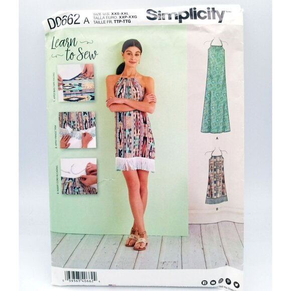 Simplicity Pattern D0662 Sz XXS-XXL Misses Halter Dress in Two Lengths Uncut - Picture 1 of 2